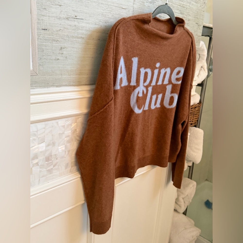 New small Anthropologie pilcro Alani cashmere sweater tan alpine club snow ski - Picture 6 of 16